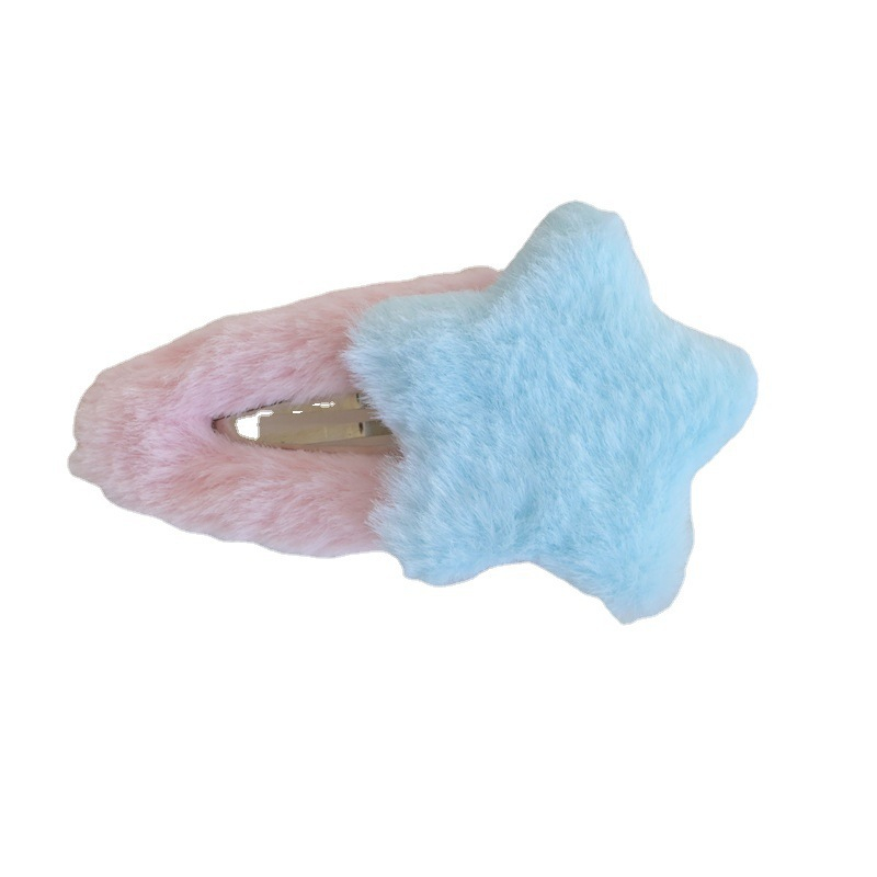 Kẹp Tóc Hình Ngôi Sao / Trái Tim Lông Xù Dễ Thương Thời Trang Thu Đông Cho Nữ