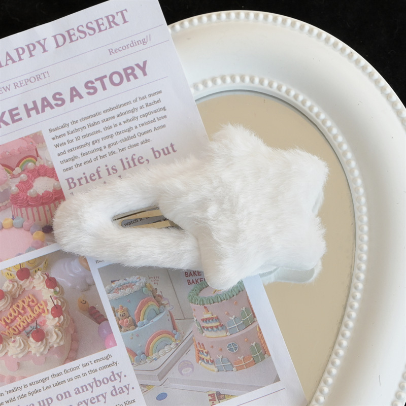 Kẹp Tóc Hình Ngôi Sao / Trái Tim Lông Xù Dễ Thương Thời Trang Thu Đông Cho Nữ