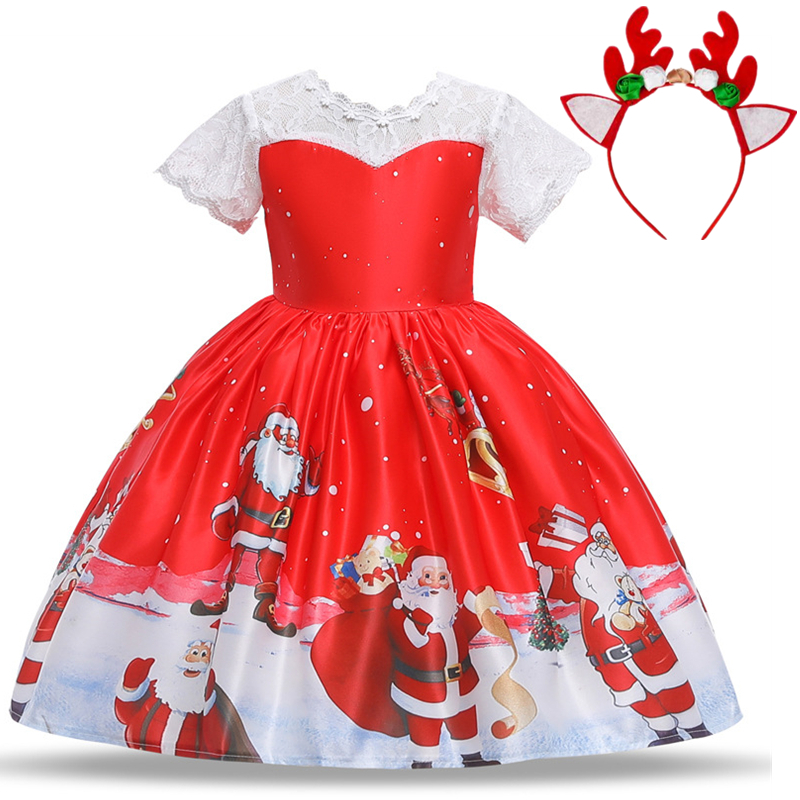Đầm Hóa Trang Ông Già Noel Kèm Băng Đô Xinh Xắn Cho Bé Gái