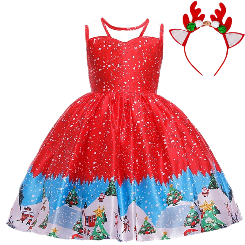 Đầm Hóa Trang Ông Già Noel Kèm Băng Đô Xinh Xắn Cho Bé Gái
