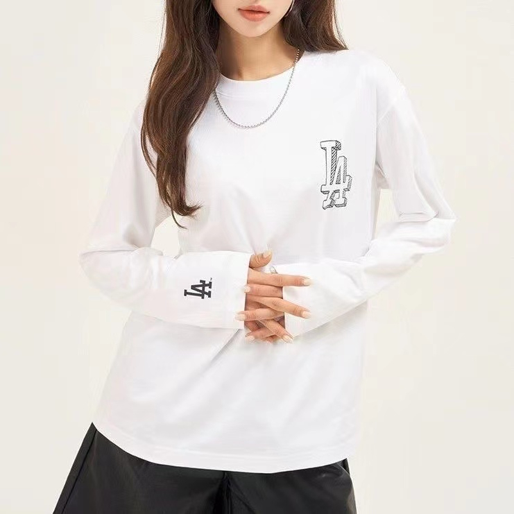 Mlb Áo Thun Tay Dài Cổ Tròn Dáng Rộng Thời Trang Mùa Thu Cho Cặp Đôi