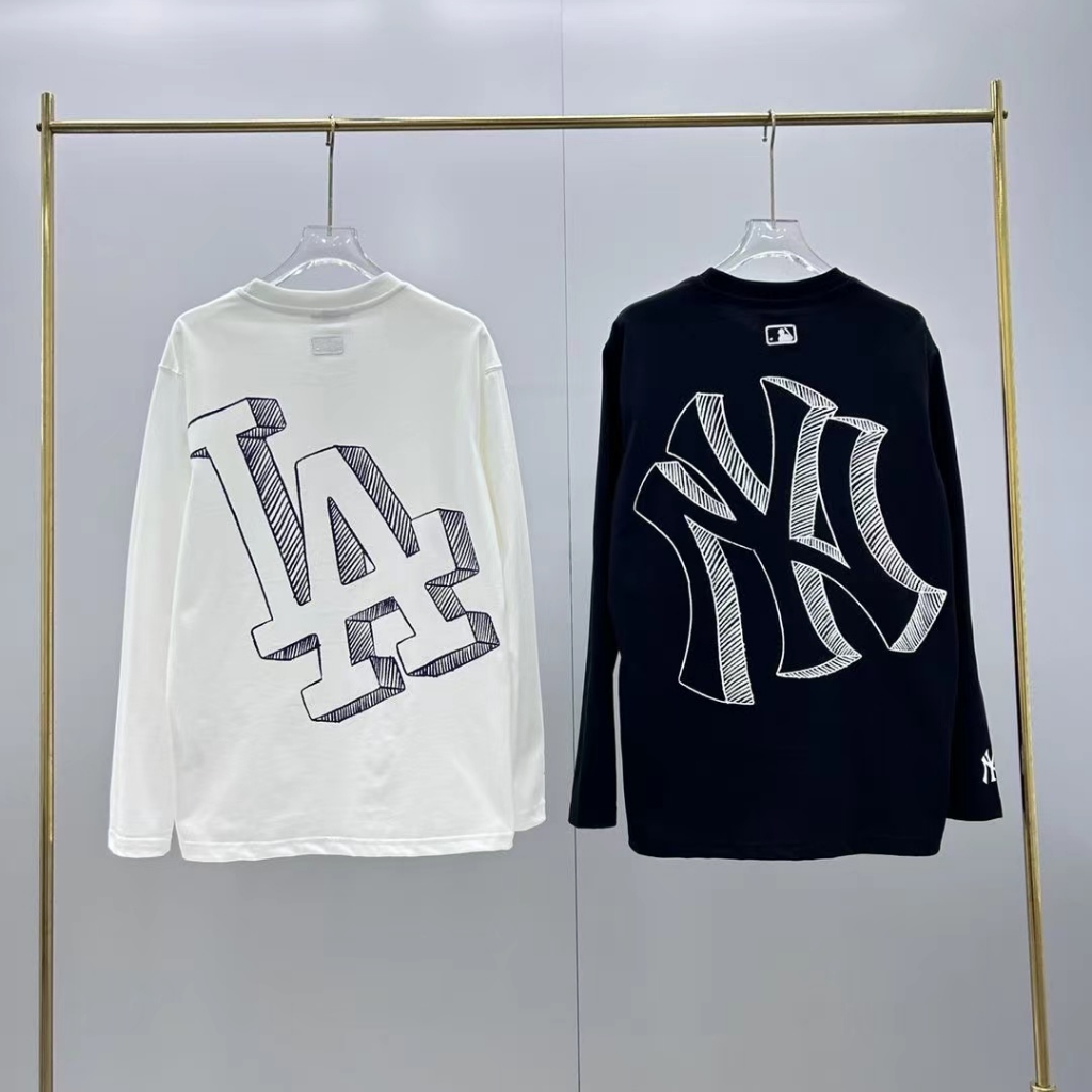 Mlb Áo Thun Tay Dài Cổ Tròn Dáng Rộng Thời Trang Mùa Thu Cho Cặp Đôi