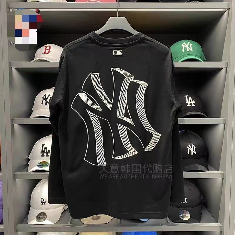 Mlb Áo Thun Tay Dài Cổ Tròn Dáng Rộng Thời Trang Mùa Thu Cho Cặp Đôi