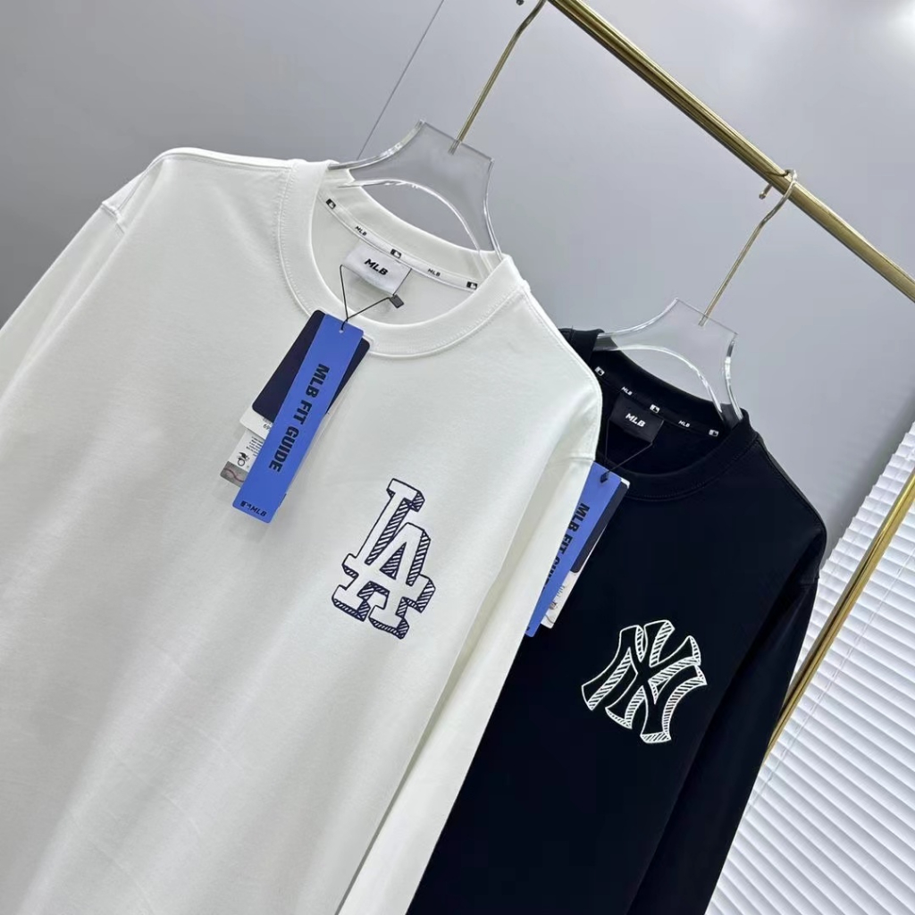 Mlb Áo Thun Tay Dài Cổ Tròn Dáng Rộng Thời Trang Mùa Thu Cho Cặp Đôi