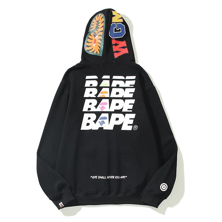 Bape Áo hoodie cotton Thêu Họa Tiết Cá Tính Trẻ Trung