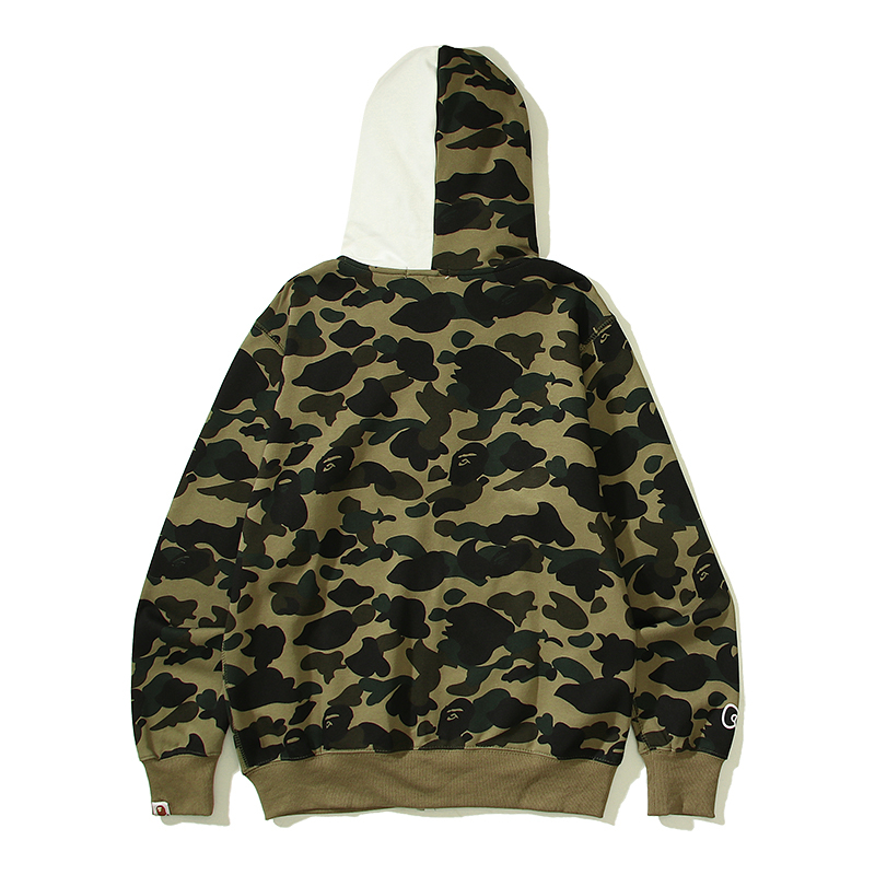 Bape Áo Khoác hoodie Vải cotton In Hình Mèo kitty Phối Khóa Kéo Phong Cách unisex