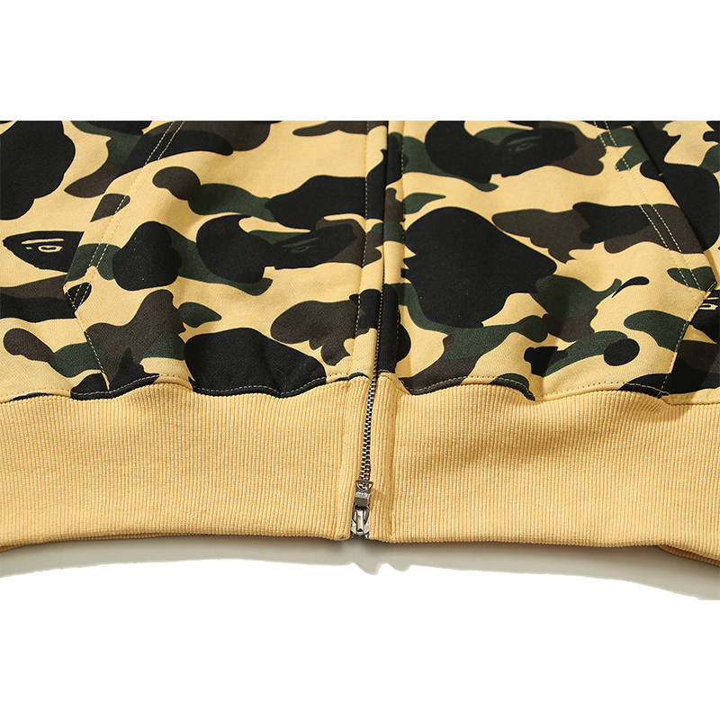 Bape Áo Khoác hoodie Vải cotton In Hình Mèo kitty Phối Khóa Kéo Phong Cách unisex
