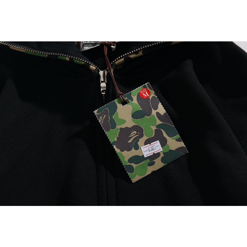 Bape Áo Khoác hoodie Vải cotton In Họa Tiết Phối Khóa Kéo Cá Tính