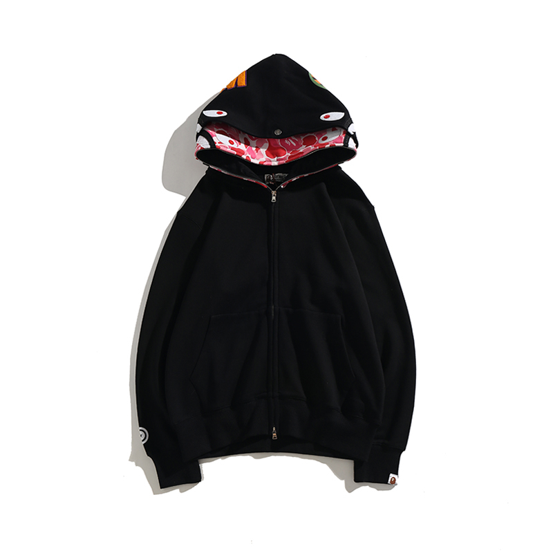 Bape Áo Khoác hoodie Vải cotton In Họa Tiết Phối Khóa Kéo Cá Tính