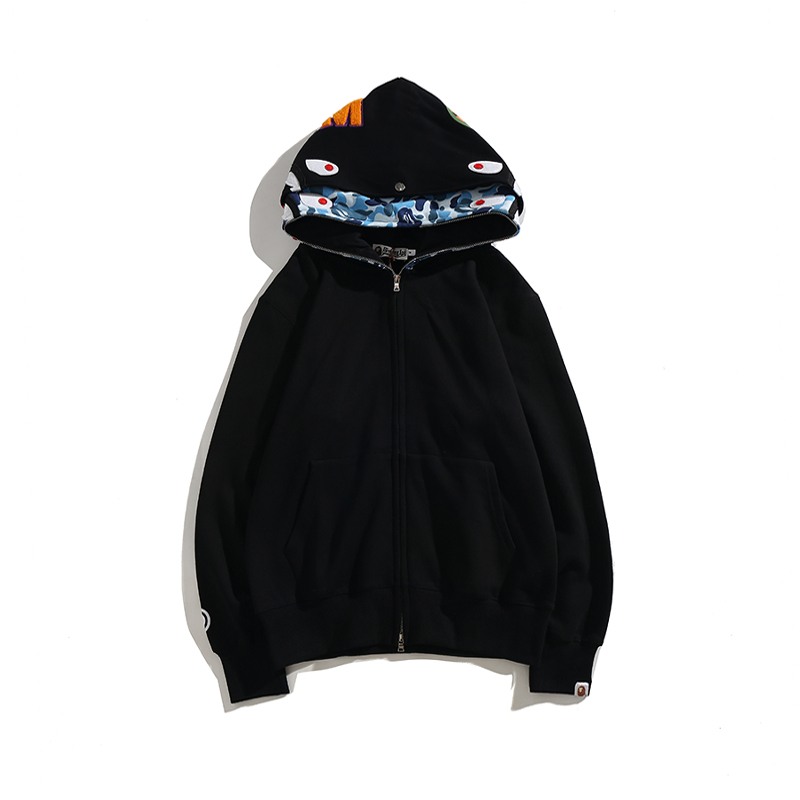 Bape Áo Khoác hoodie Vải cotton In Họa Tiết Phối Khóa Kéo Cá Tính
