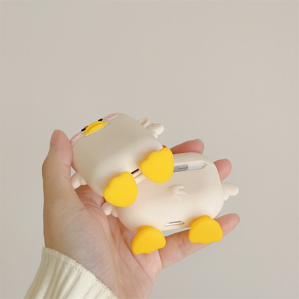 Vỏ Bảo Vệ Hộp Sạc Tai Nghe airpods pro 2 airpods 1 / 2 / 3 Hình Chú Vịt Và Hoa Dễ