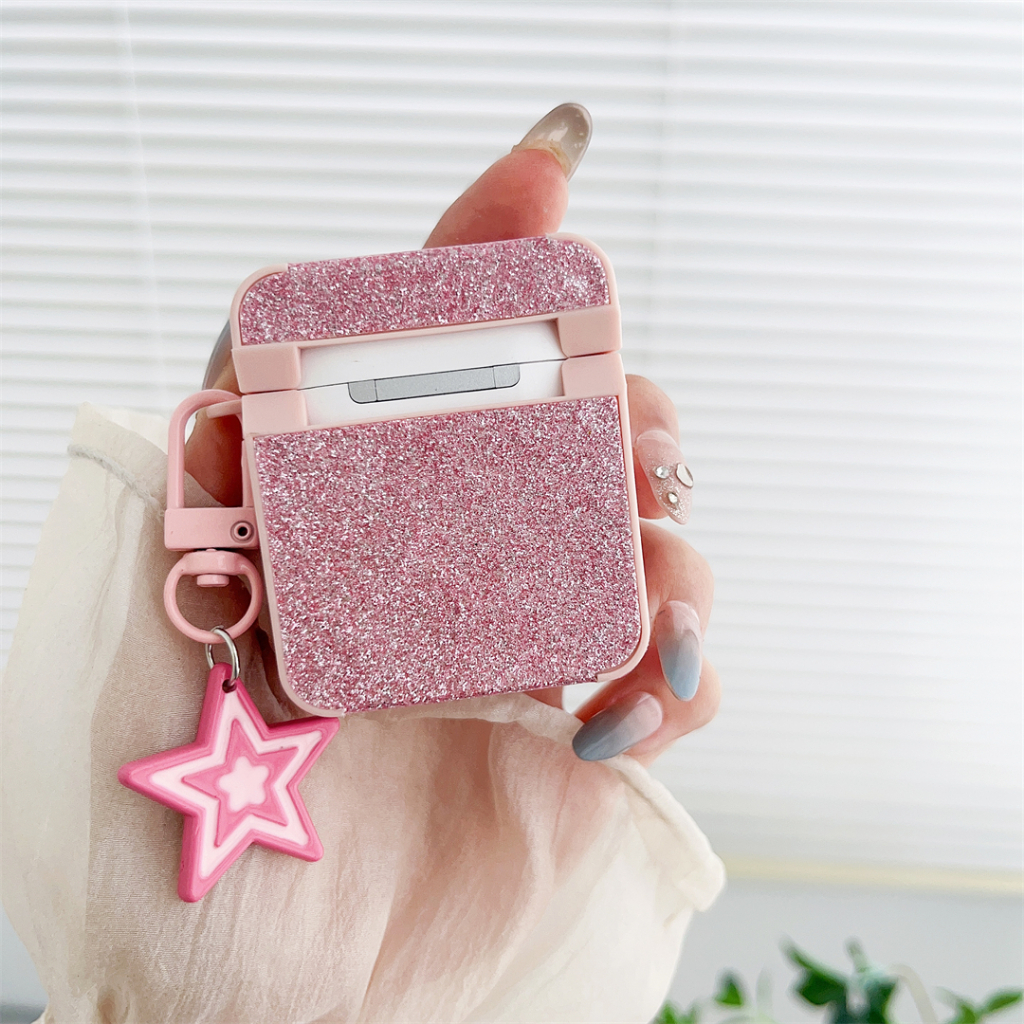 Vỏ Bảo Vệ Hộp Sạc Tai Nghe airpods pro2 pro 1 / 2 3 Hình Búp Bê barbie Màu Hồng Lấp Lánh Ốp