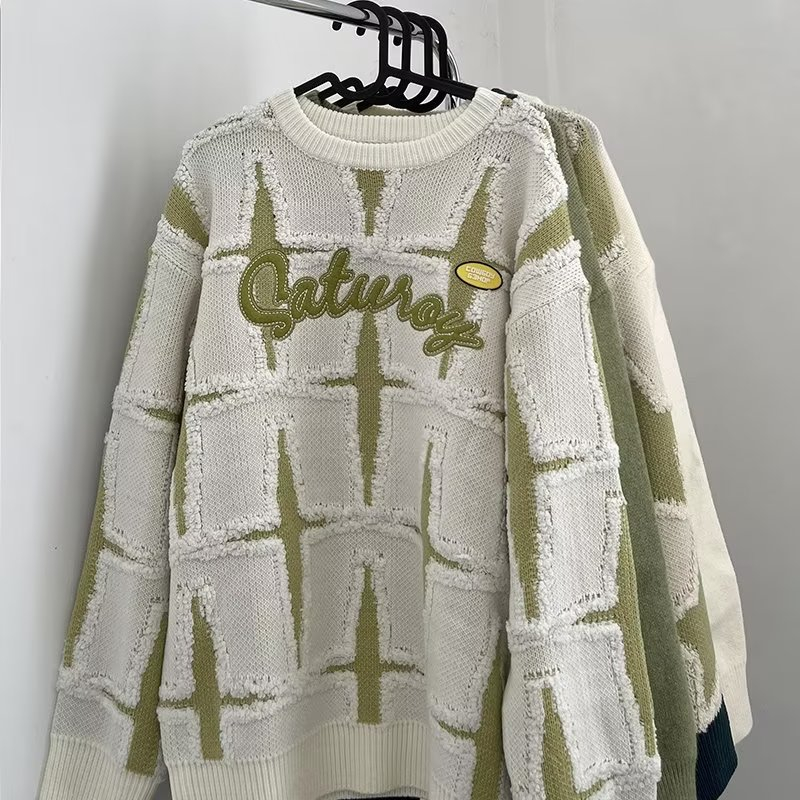 Áo sweater Dệt Kim Cổ Tròn Thêu Chữ Và Ngôi Sao Thời Trang Cho Nam Giới