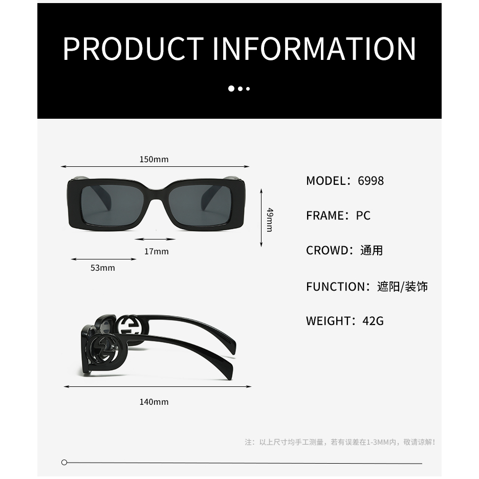 Gucci Kính Mát Gọng Vuông Màu Đen gradient Thời Trang Dành Cho Nữ Màu Sắc