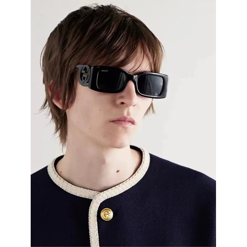 Gucci Kính Mát Gọng Vuông Màu Đen gradient Thời Trang Dành Cho Nữ Màu Sắc