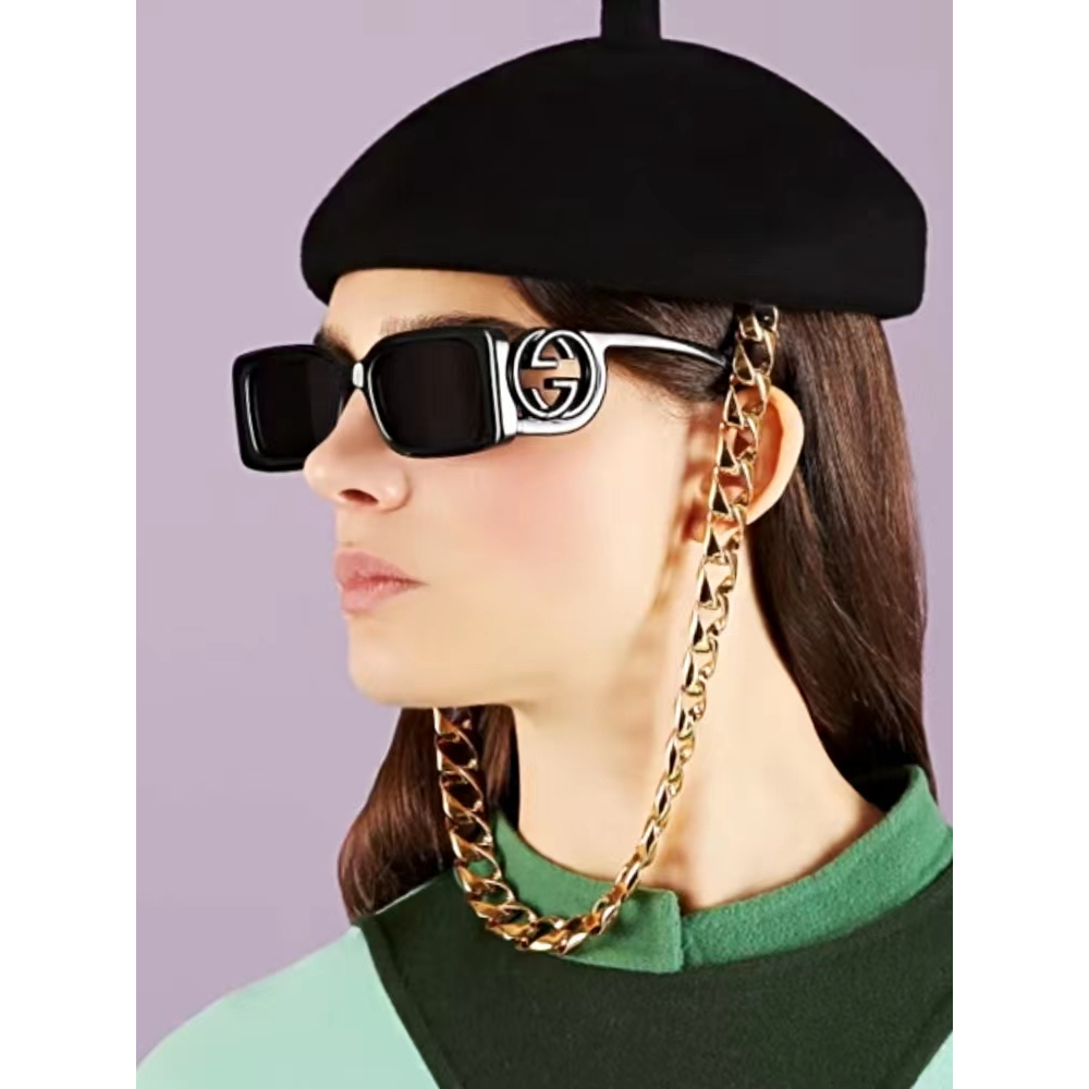 Gucci Kính Mát Gọng Vuông Màu Đen gradient Thời Trang Dành Cho Nữ Màu Sắc