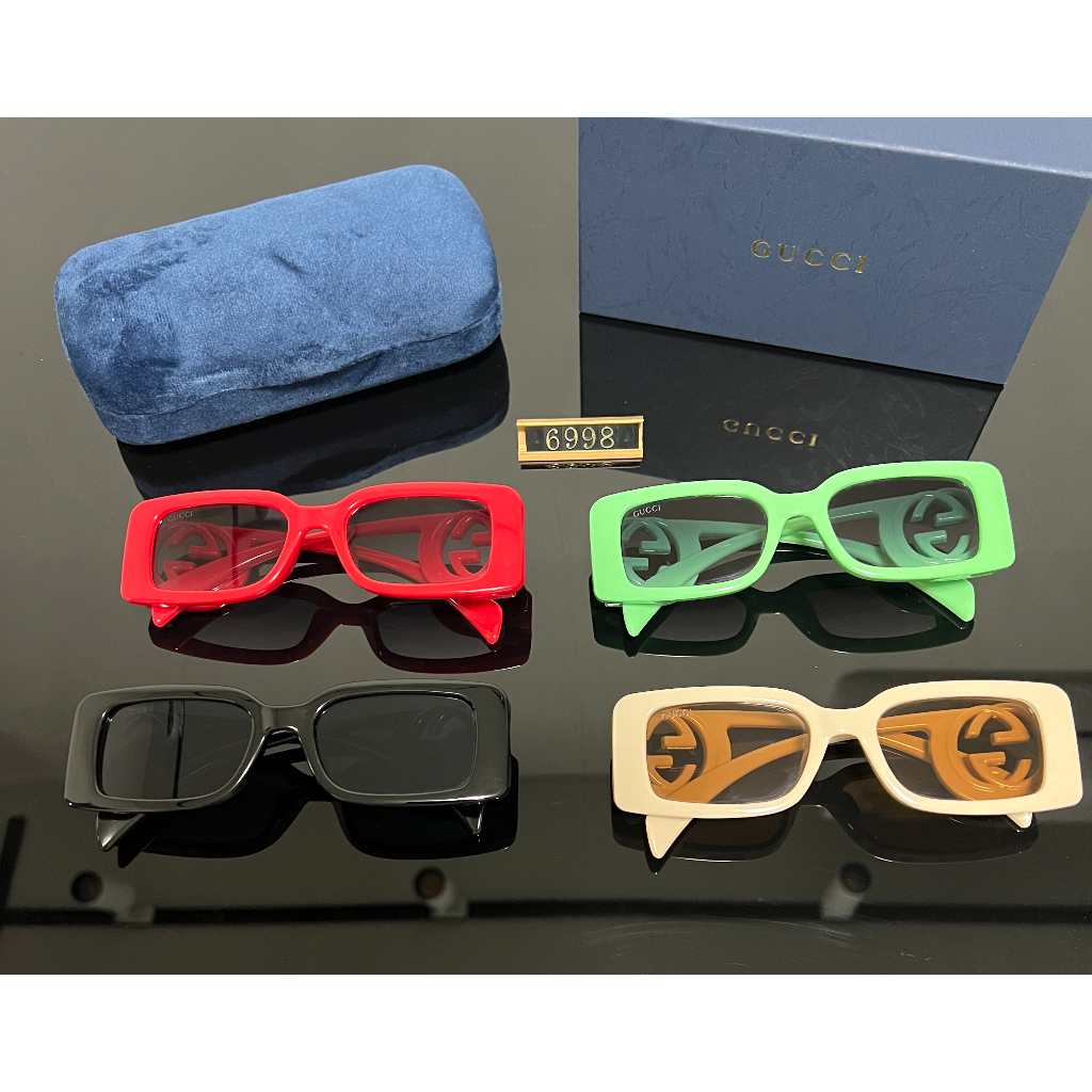 Gucci Kính Mát Gọng Vuông Màu Đen gradient Thời Trang Dành Cho Nữ Màu Sắc