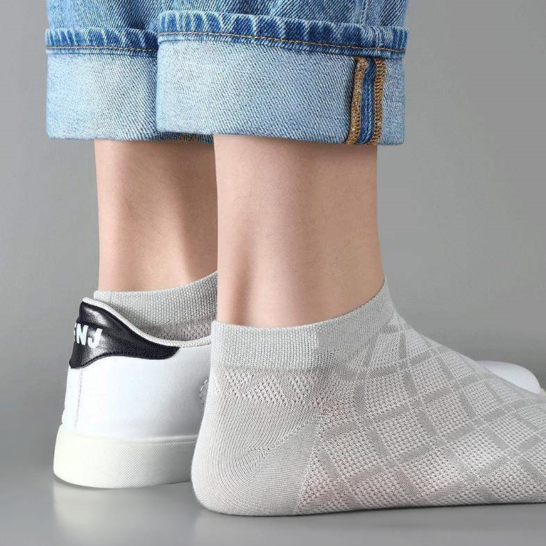 Vớ Thể Thao Bằng Cotton Lưới Mỏng Thoáng Khí Khử Mùi Bảo Vệ Gót Chân Mùa Hè Cho Nam