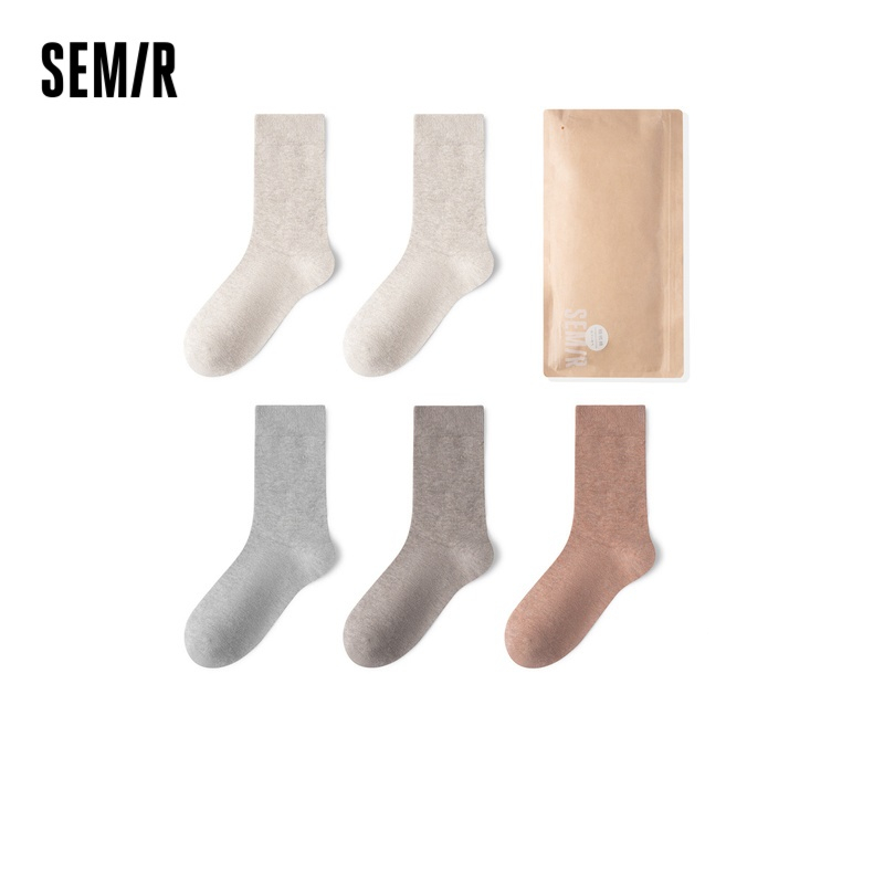 Semir Set 5 Đôi Vớ Thể Thao Bằng cotton Màu Sắc Đơn Giản Thoải Mái Thoáng Khí Cho Nữ