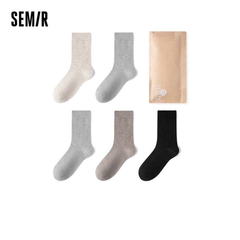 Semir Set 5 Đôi Vớ Thể Thao Bằng cotton Màu Sắc Đơn Giản Thoải Mái Thoáng Khí Cho Nữ