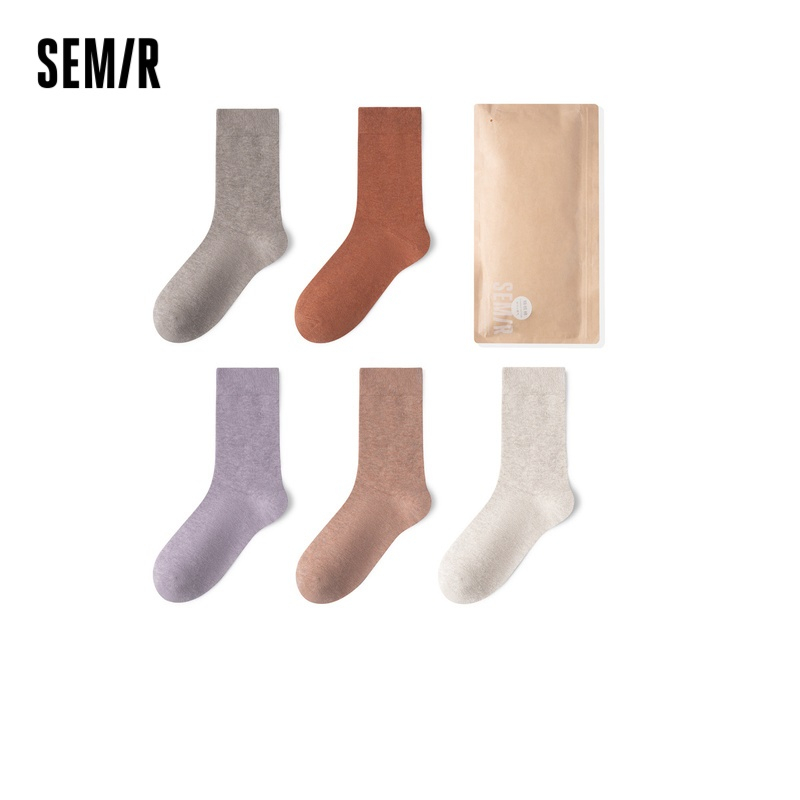 Semir Set 5 Đôi Vớ Thể Thao Bằng cotton Màu Sắc Đơn Giản Thoải Mái Thoáng Khí Cho Nữ