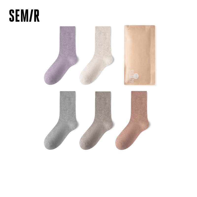 Semir Set 5 Đôi Vớ Thể Thao Bằng cotton Màu Sắc Đơn Giản Thoải Mái Thoáng Khí Cho Nữ