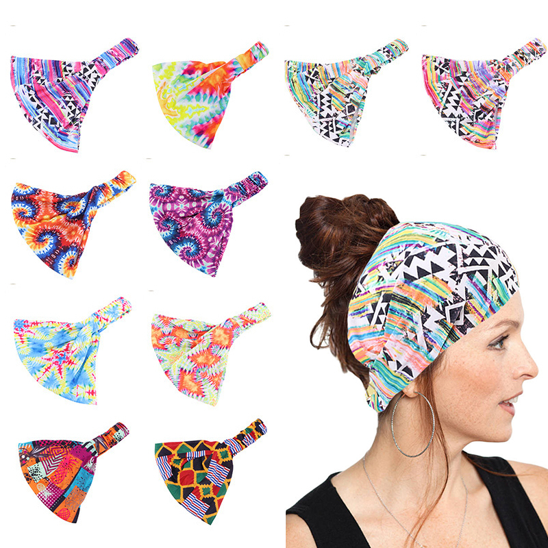 Băng Đô Cài Tóc Bản Rộng Co Giãn Màu Trơn Thời Trang Tập Yoga / Chạy Bộ Cho Nữ