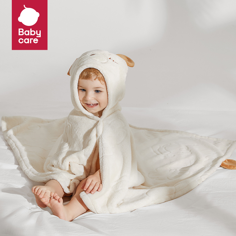 BC Babycare Khăn tắm cho bé vải lông cừu mềm mịn siêu thấm hút có mũ trùm đầu