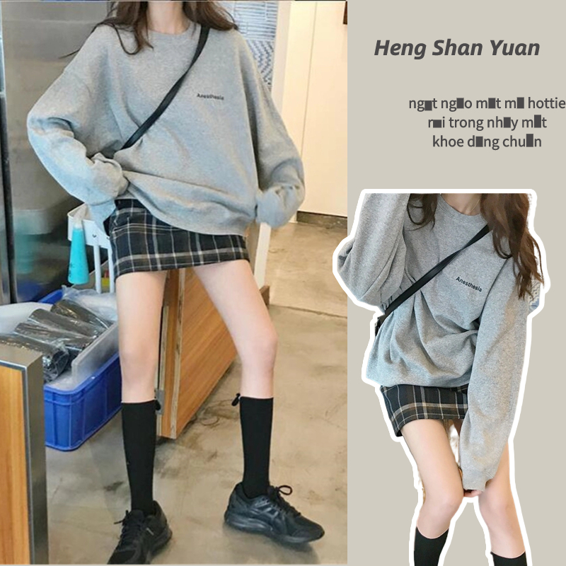 Áo sweater Mỏng Tay Dài Dáng Rộng In Chữ Phong Cách Hàn Quốc Thời Trang Mùa Thu 2023 Mới