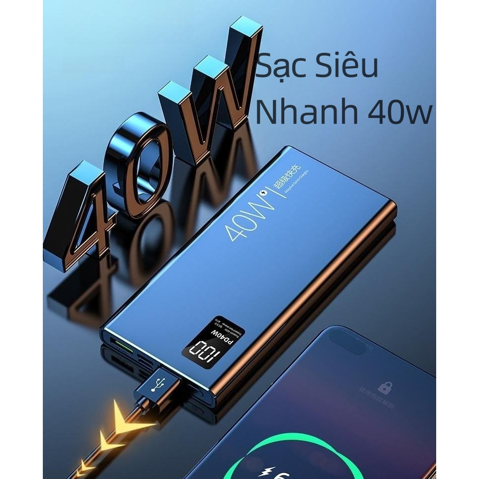 Pin Sạc Dự Phòng Công Suất Cao 100000 MAh Sạc Nhanh 40W Màn Hình Thuật Số Tích