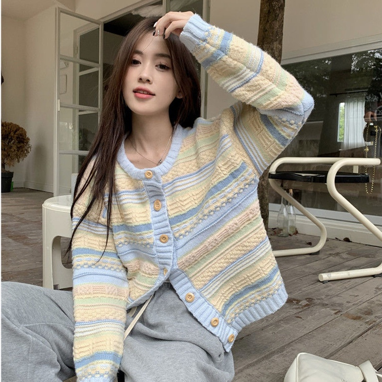 Áo Len Áo Cadigan áo khoác cardigan áo cardigan Thời trang hàn quốc len chữ thêu tiểu thư phong cách học sinh Hàn quốc WMY239000L