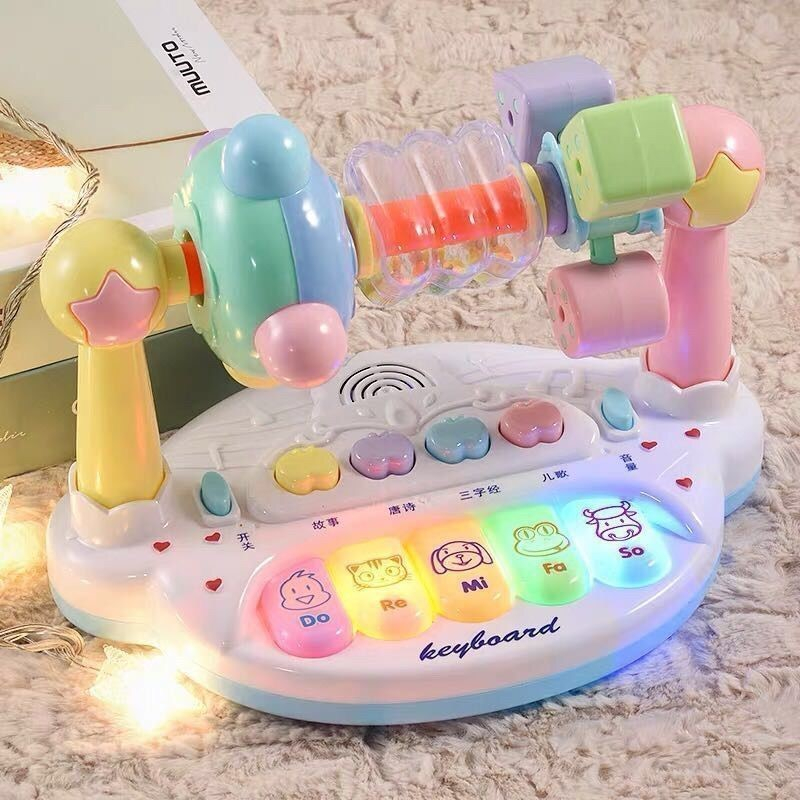 Babycare Có hàng sẵn Bàn phím đa chức năng Đồ chơi giáo dục sớm đàn piano âm nhạc có cối xay gió xoay cho bé từ 1‑6 tuổi