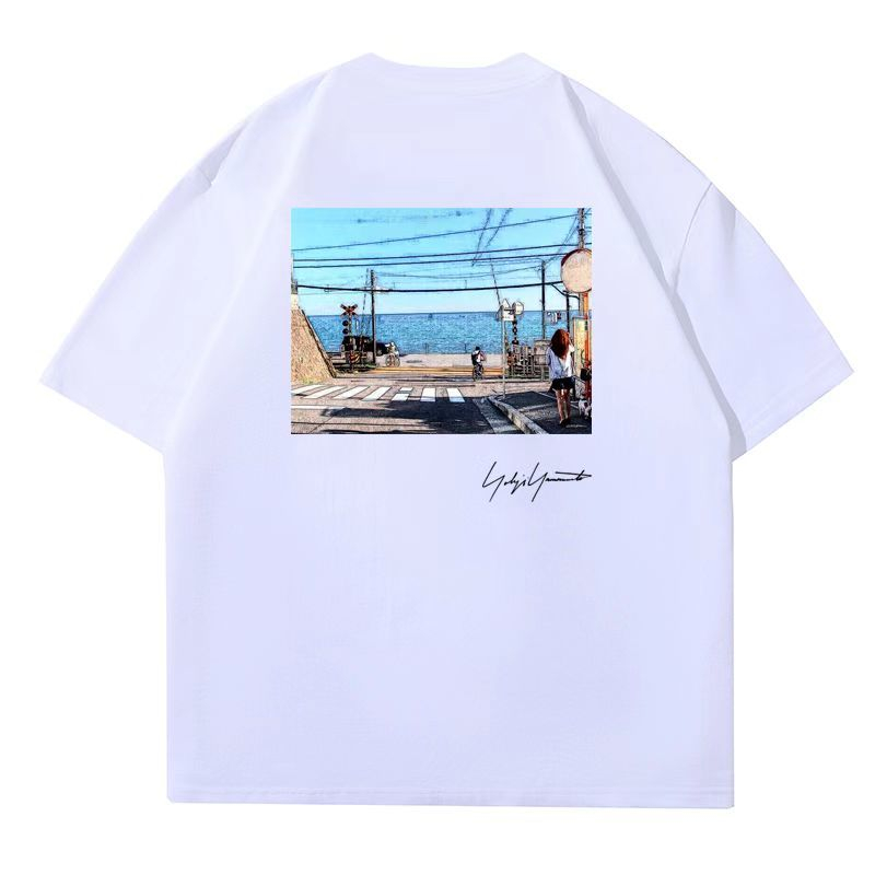 Áo Thun Tay Ngắn Cổ Tròn y-3 y3 Họa Tiết Bãi Biển Mùa Hè Hợp Thời Trang Cho Nam Và Nữ