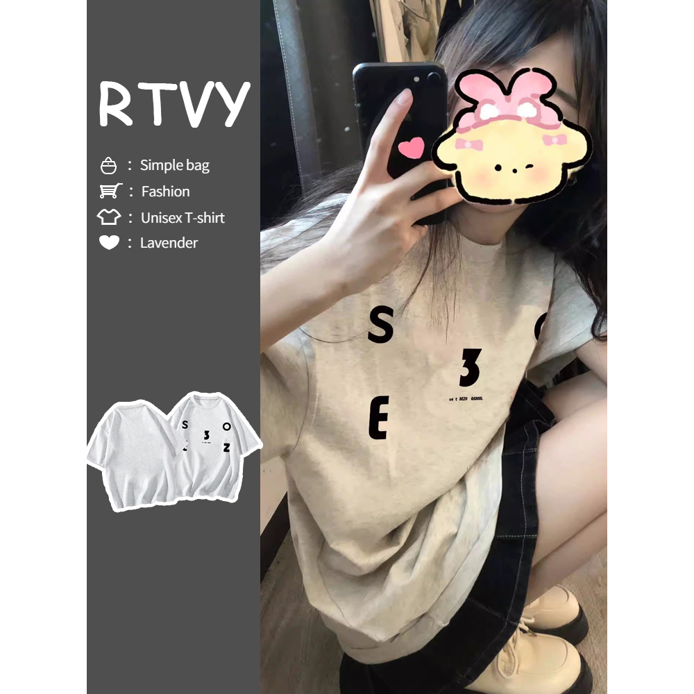 【RTVY】Áo Thun Tay Ngắn Cổ Tròn In Hình Hoa Phong Cách retro Dành Cho Nữ