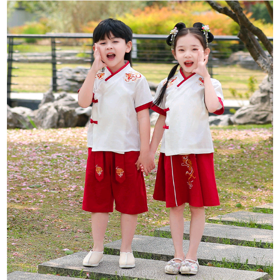 Trẻ em hanfu one-year-old dress boy baby summer short-sleeved suit phong cách trung quốc tang suit trang phục trẻ em