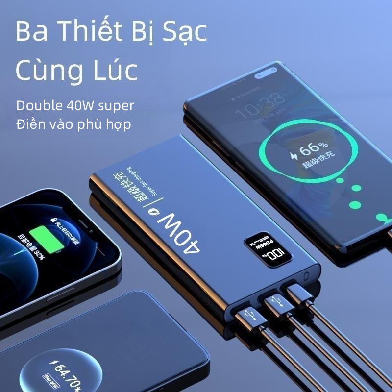 Pin Sạc Dự Phòng Công Suất Cao 100000 MAh Sạc Nhanh 40W Màn Hình Thuật Số Tích