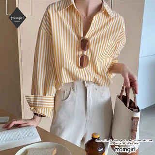 Áo Sơ Mi Tay Dài Hoạ Tiết Kẻ Sọc Phong Cách Retro