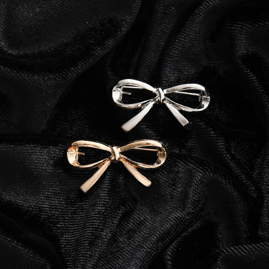 Trâm Cài Áo Hình Nơ Bằng Kim Loại Cao Cấp Thanh Lịch