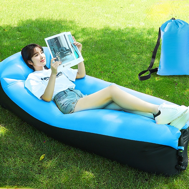 Đệm ghế lười tựa lưng bơm hơi dạng đơn gấp đôi đơn giản dành
