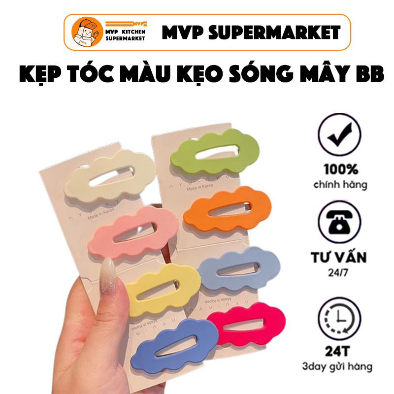 Kẹo màu gợn sóng đám mây BB kẹp bé gái ngọt ngào bên tóc dễ thương tóc mái gãy phụ kiện tóc phía sau đầu kẹp tóc