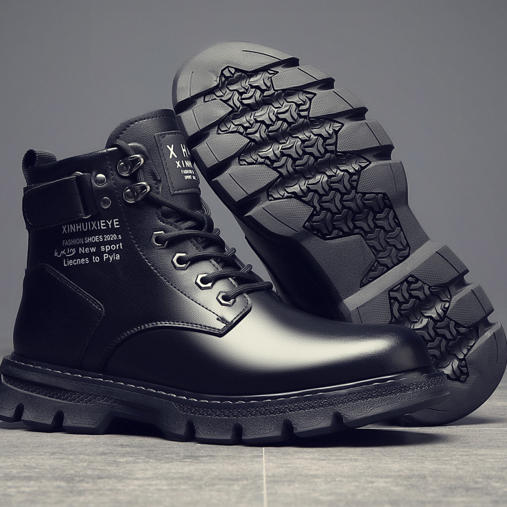 Giày Nam Cao Giúp Martin Giày Nam Thu Đông Giày Boots Hàn Quốc Phiên Bản Bình Thường Dây Boots Giày