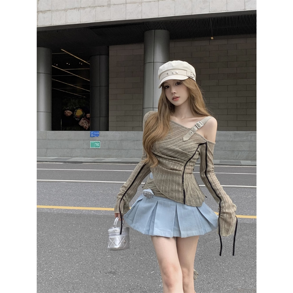 Áo Dệt Kim Tay Dài Trễ Vai Phong Cách vintage Thời Trang Dành Cho Nữ