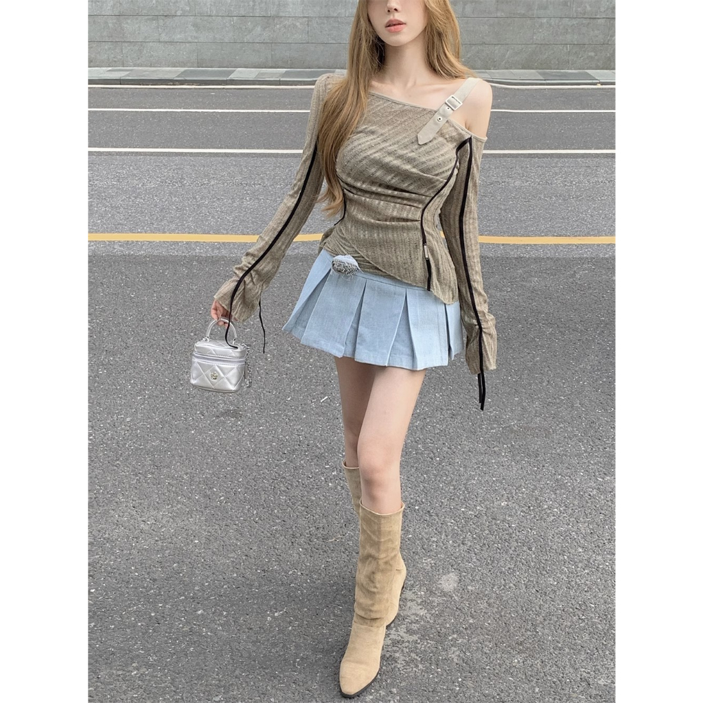 Áo Dệt Kim Tay Dài Trễ Vai Phong Cách vintage Thời Trang Dành Cho Nữ