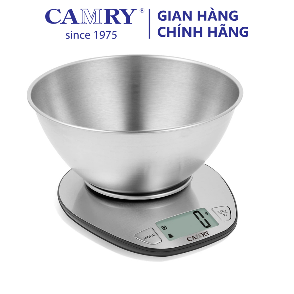 Camry Cân Điện Tử Với Màn Hình lcd Lớn Và Cân Thực Phẩm Khô 5kg Bằng Thép Không Gỉ Cao Cấp Cho Nhà Bếp