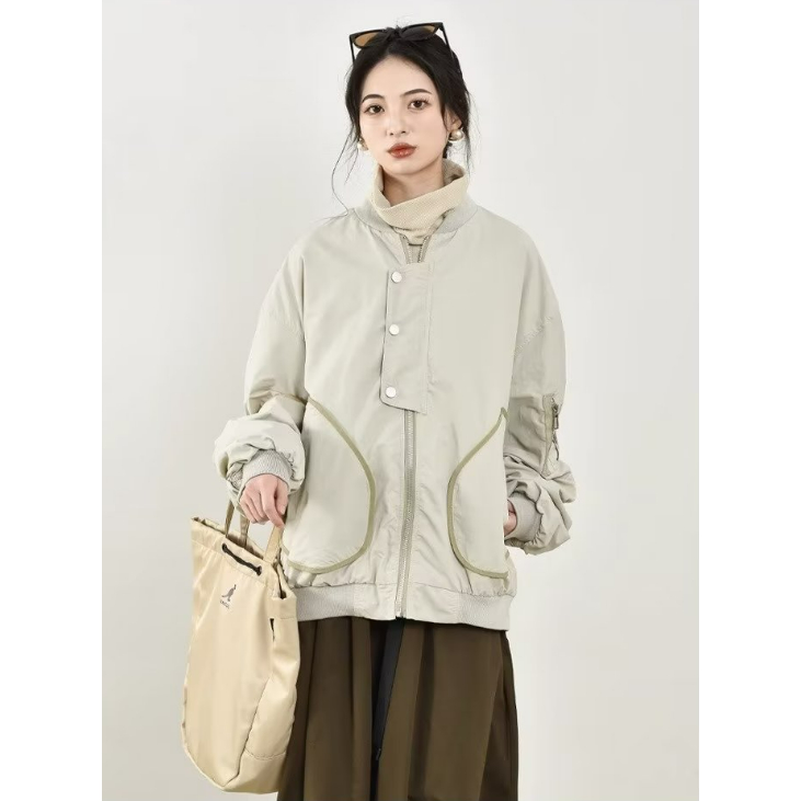 Áo Khoác Bóng Chày Màu Trơn Phong Cách Nhật Bản Thời Trang Xuân Thu Cho Nam Và Nữ