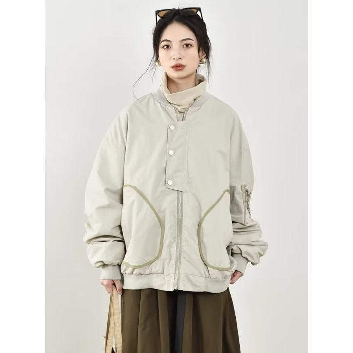 Áo Khoác Bóng Chày Màu Trơn Phong Cách Nhật Bản Thời Trang Xuân Thu Cho Nam Và Nữ