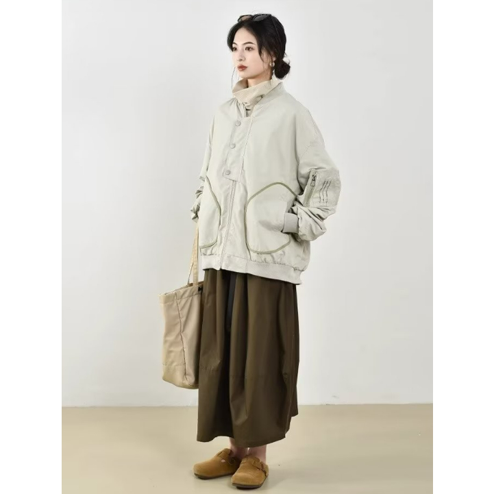 Áo Khoác Bóng Chày Màu Trơn Phong Cách Nhật Bản Thời Trang Xuân Thu Cho Nam Và Nữ