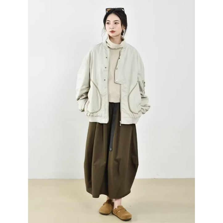 Áo Khoác Bóng Chày Màu Trơn Phong Cách Nhật Bản Thời Trang Xuân Thu Cho Nam Và Nữ