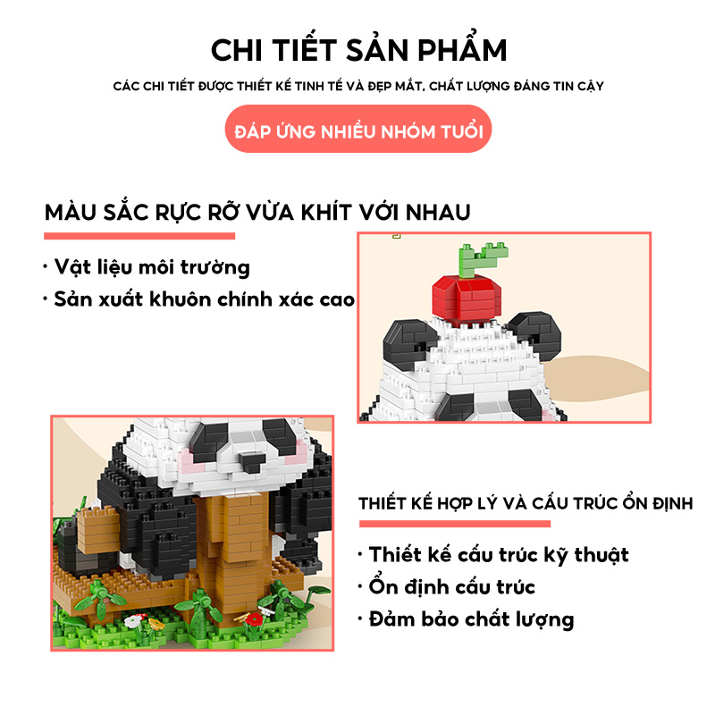 Mô Hình Đồ Chơi Lắp Ráp Bình Trà Sữa Gấu Trúc Đáng Yêu Dành Cho Trẻ