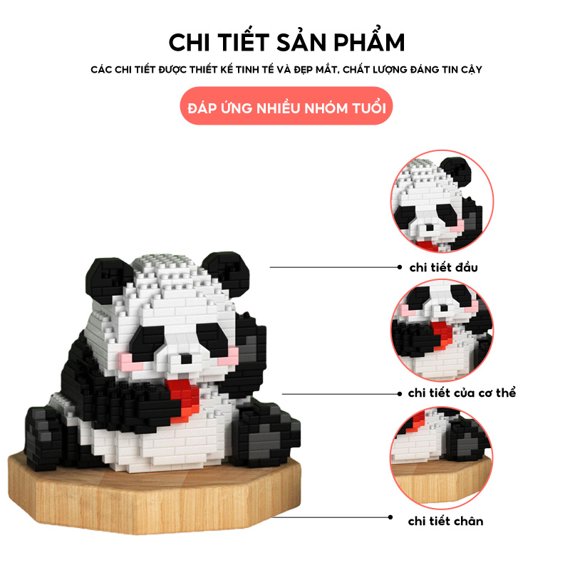 Mô Hình Đồ Chơi Lắp Ráp Bình Trà Sữa Gấu Trúc Đáng Yêu Dành Cho Trẻ